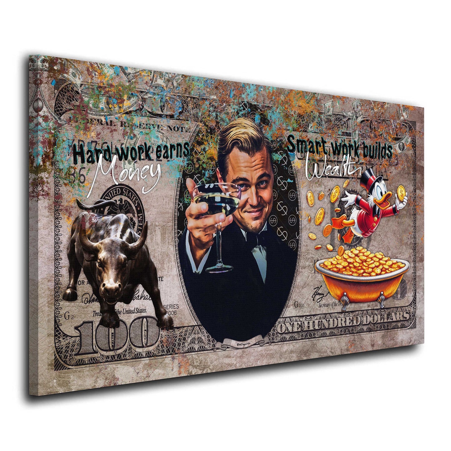 Leo Gatsby Hard Work Money Smart Wealth Wandbild Kunstwerk
