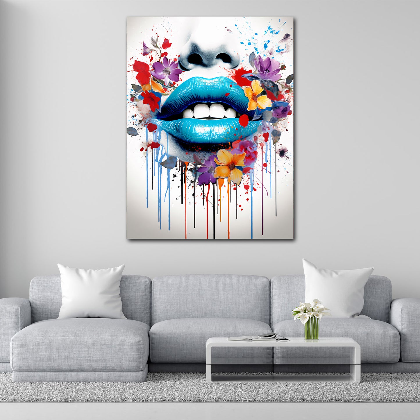 Lippen Abstract Flower Pop Art Style Wandbild Kunstwerk