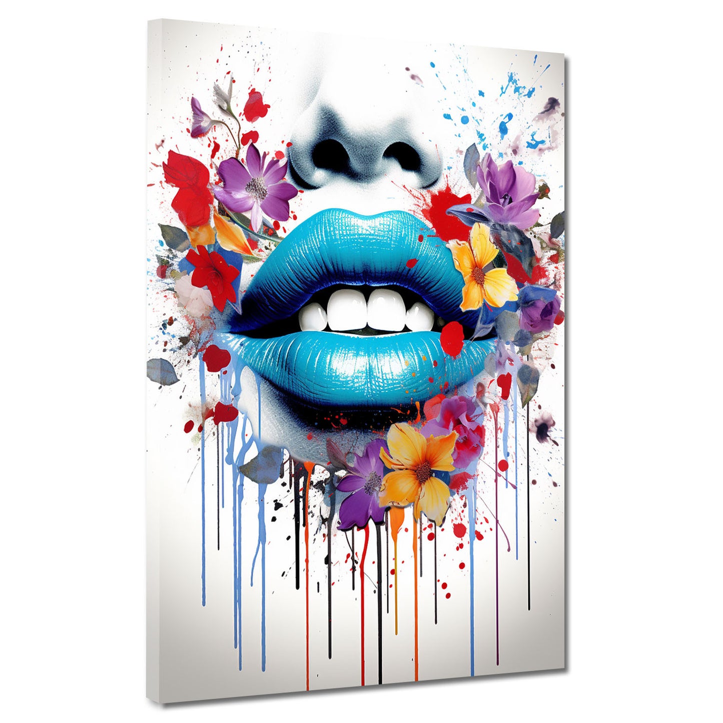 Lippen Abstract Flower Pop Art Style Wandbild Kunstwerk