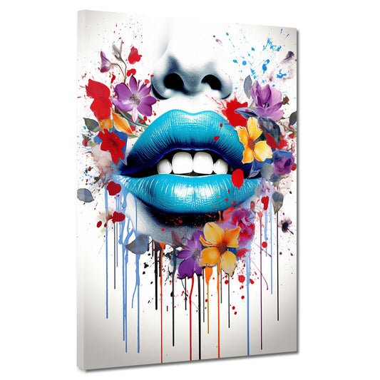 Lippen Abstract Flower Pop Art Style Wandbild Kunstwerk