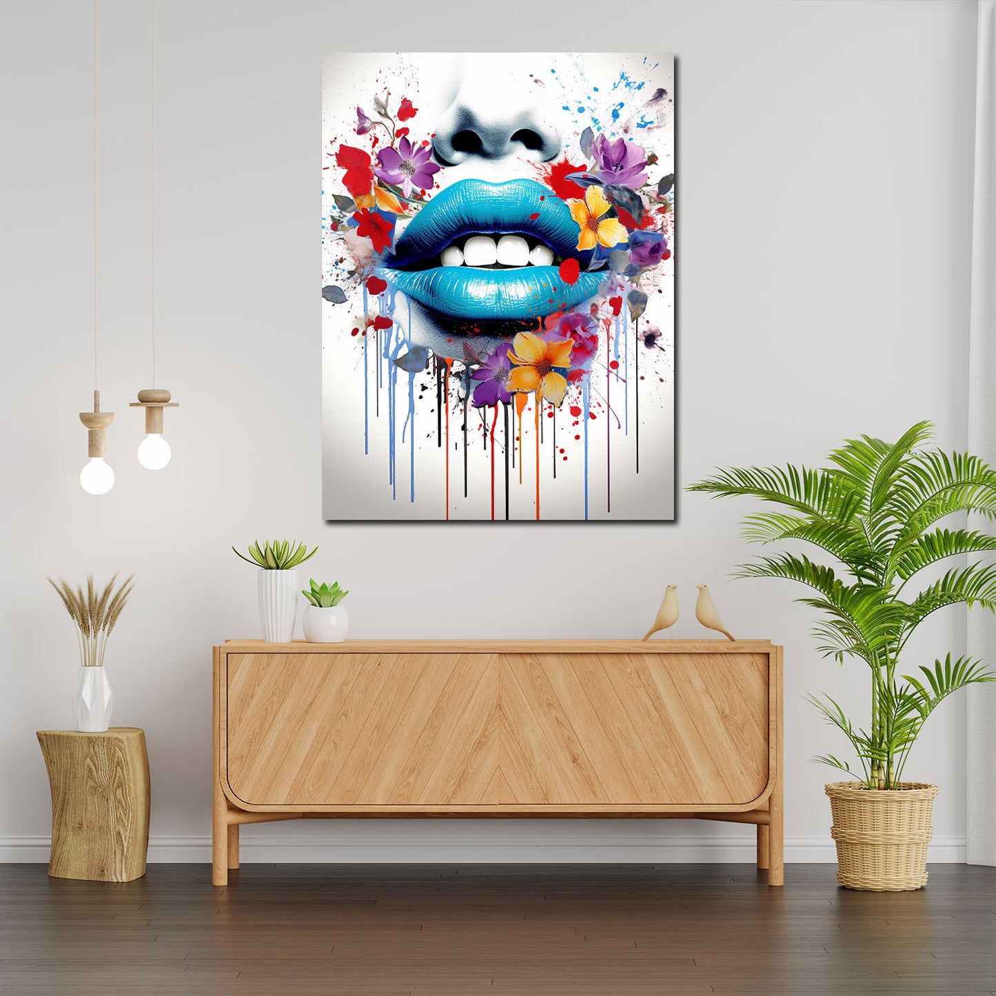 Lippen Abstract Flower Pop Art Style Wandbild Kunstwerk