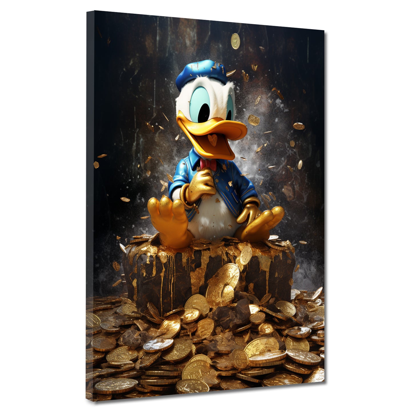 Little Duck sitzend in Goldmünzen Wandbild Kunstwerk