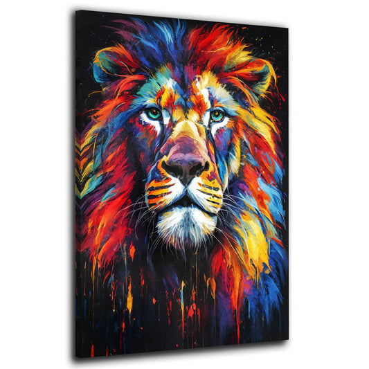 Löwe Abstract Pop Art Colour Style Wandbild Kunstwerk