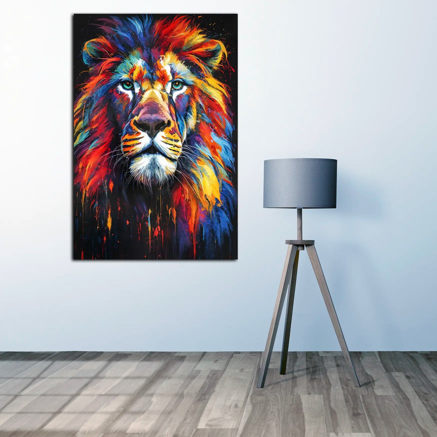 Löwe Abstract Pop Art Colour Style Wandbild Kunstwerk