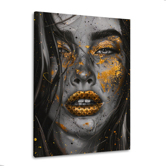 Louis Frauengesicht mit Goldakzenten Modern Wandbild Kunstwerk