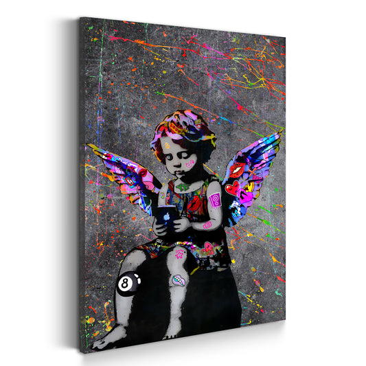 Mädchen Engel Graffiti Style Wandbild Kunstwerk