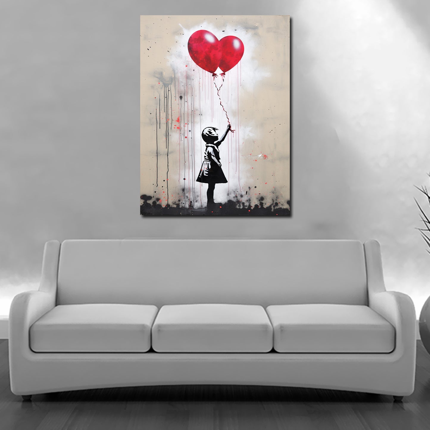 Mädchen mit rotem Ballon, Street Art Banksy Art Wandbild Kunstwerk