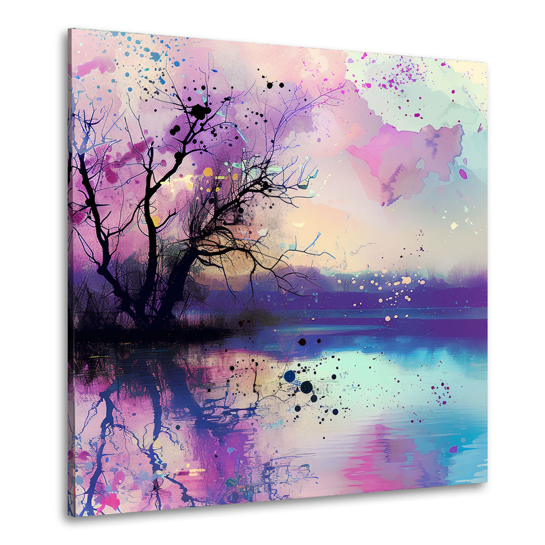 Magische Landschaft in Lila und Blau Wandbild Kunstwerk