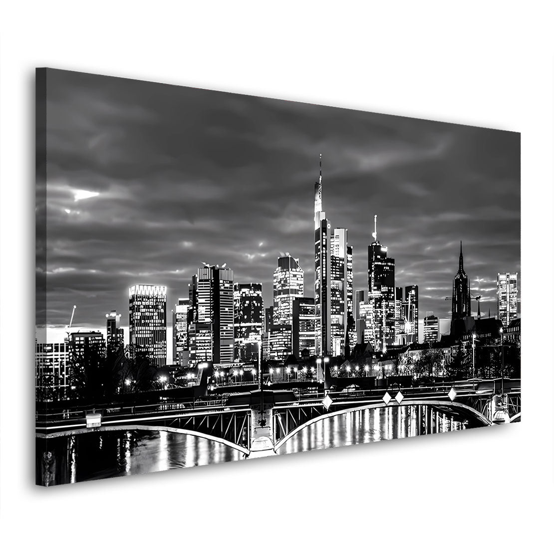 Manhattan Frankfurt Nachtpanorama modern Wandbild Kunstwerk