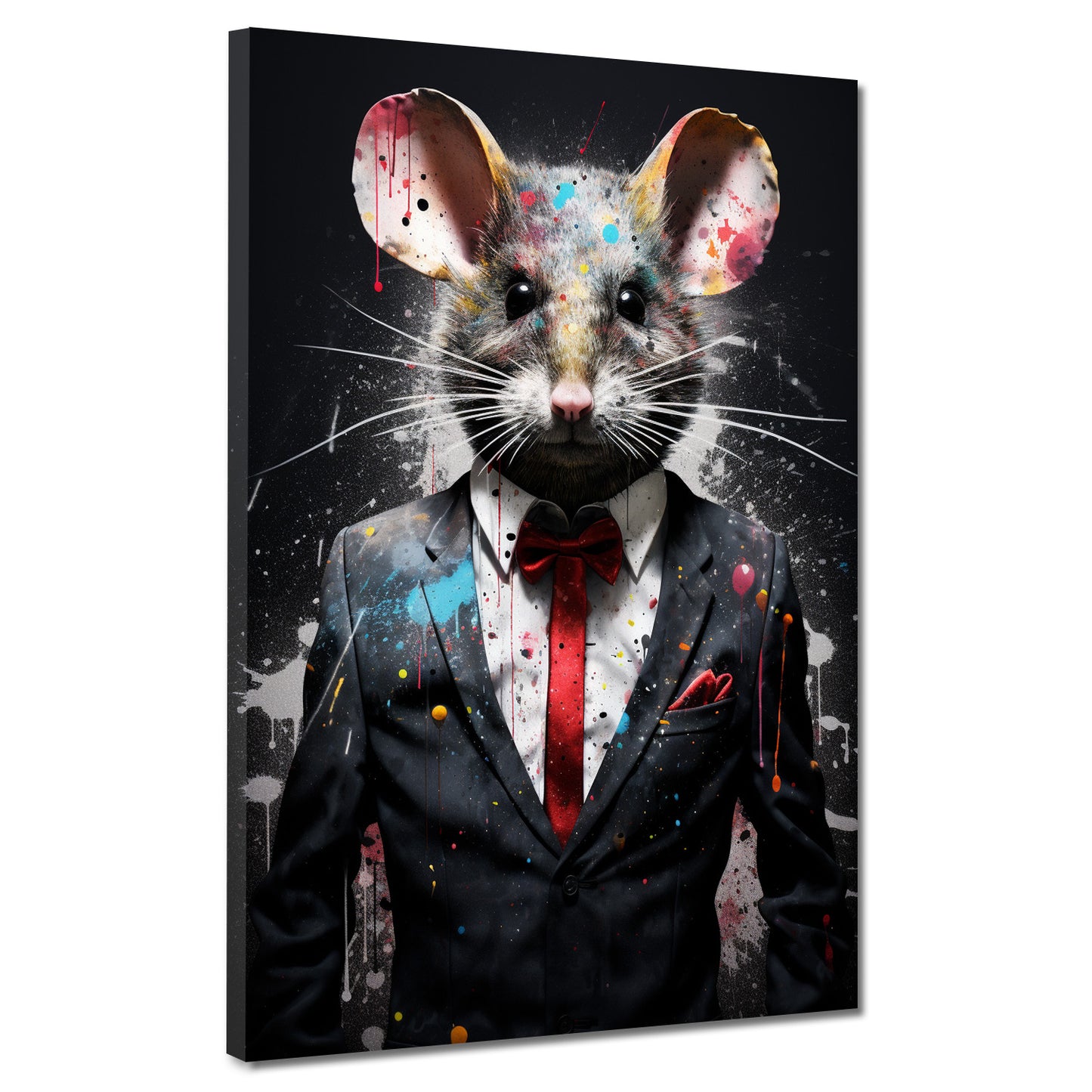 Maus abstrakt im Anzug Pop Art Black Style Wandbild Kunstwerk