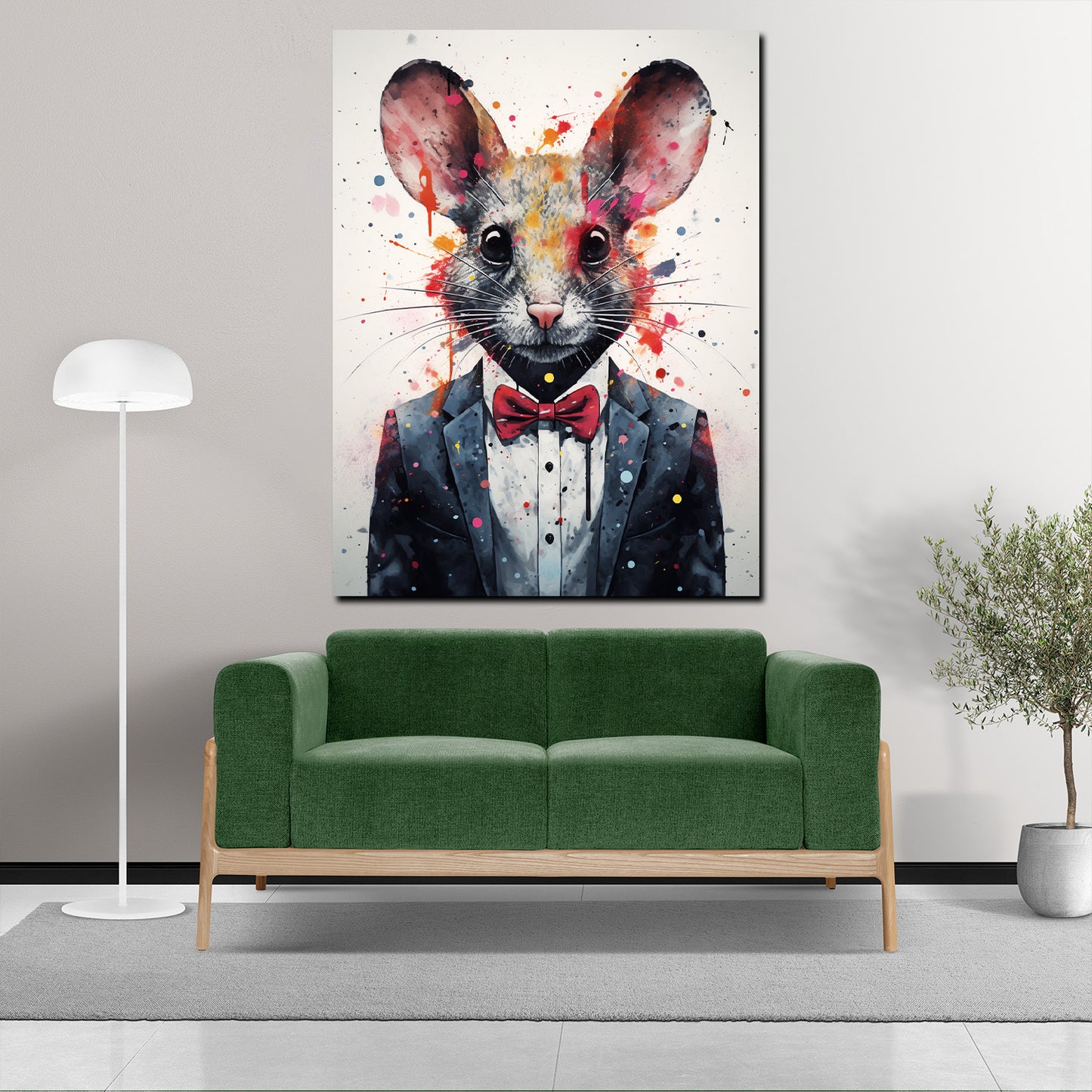 Maus abstrakt im Anzug Pop Art Wandbild Kunstwerk