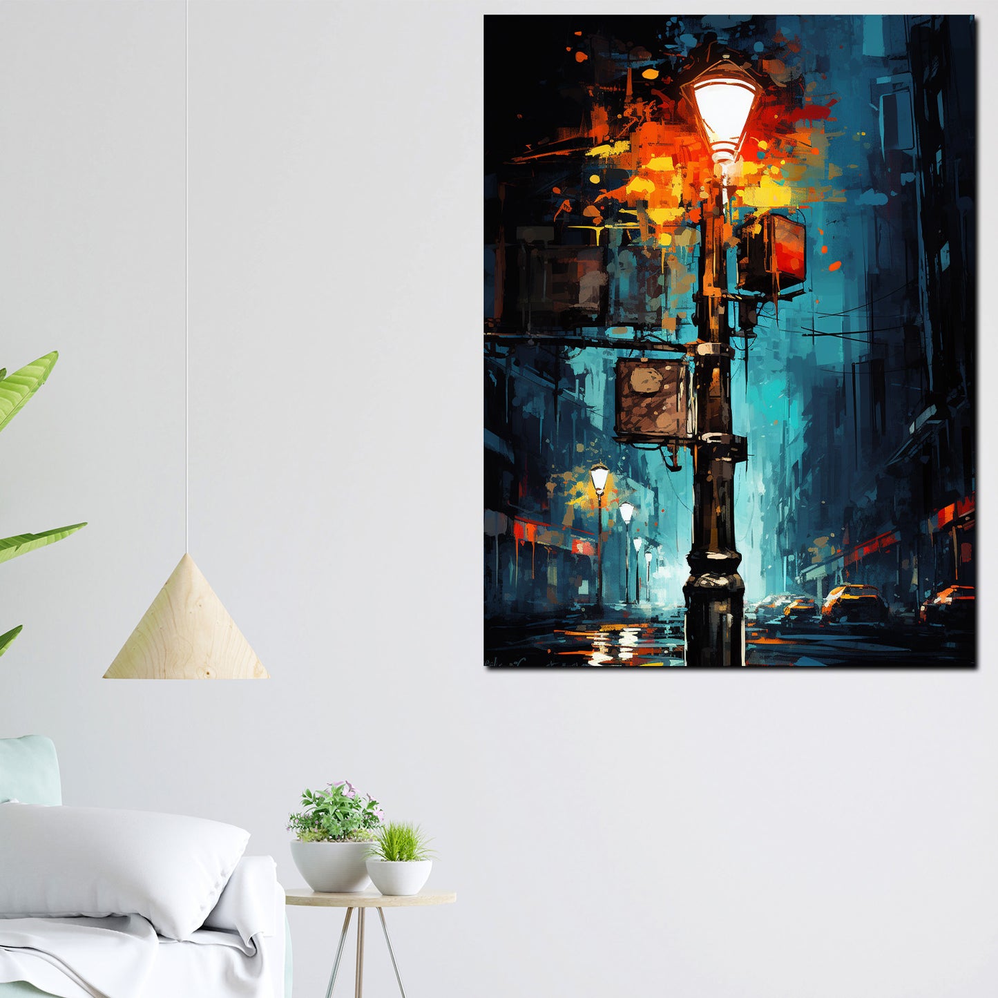 Wandbild Kunstwerk New York abstrakt Straßenlaterne in der Nacht