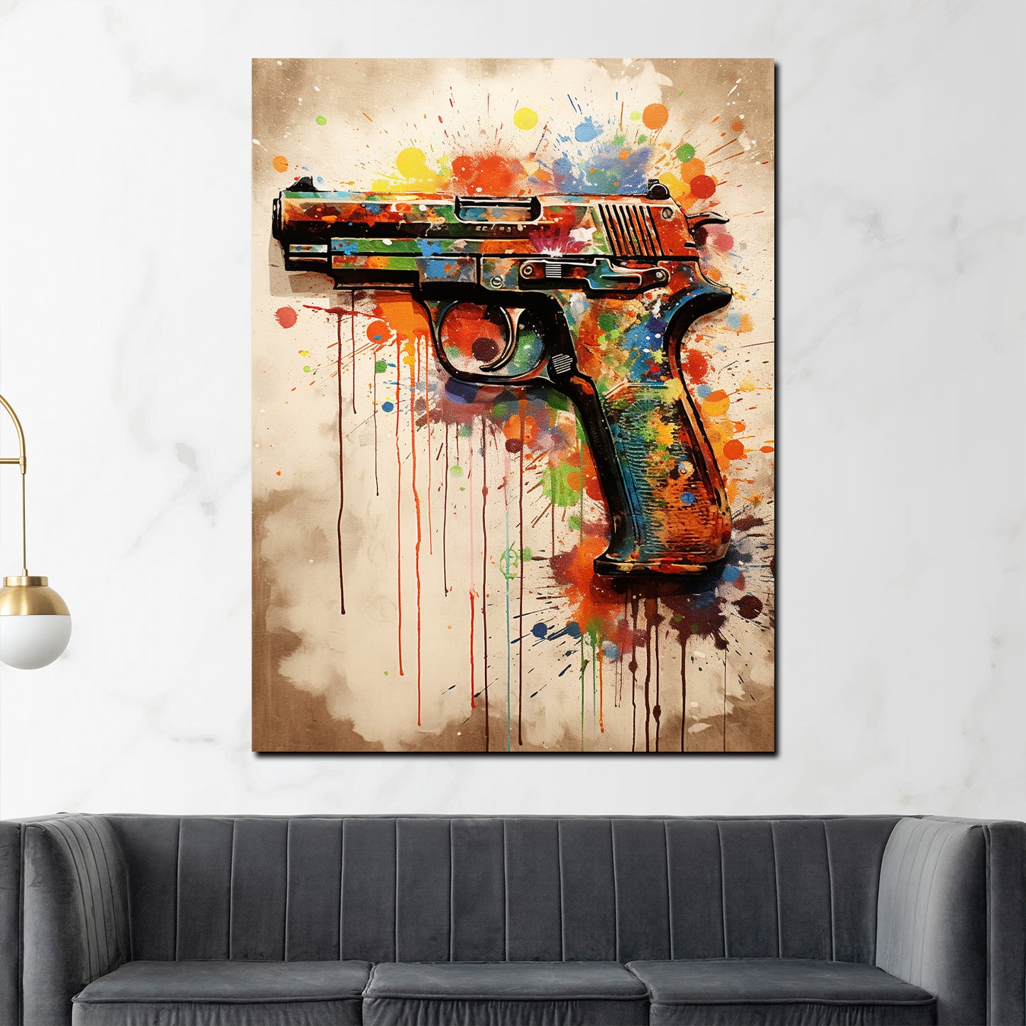 Pistol Art Pop Art abstrakt Wandbild Kunstwerk