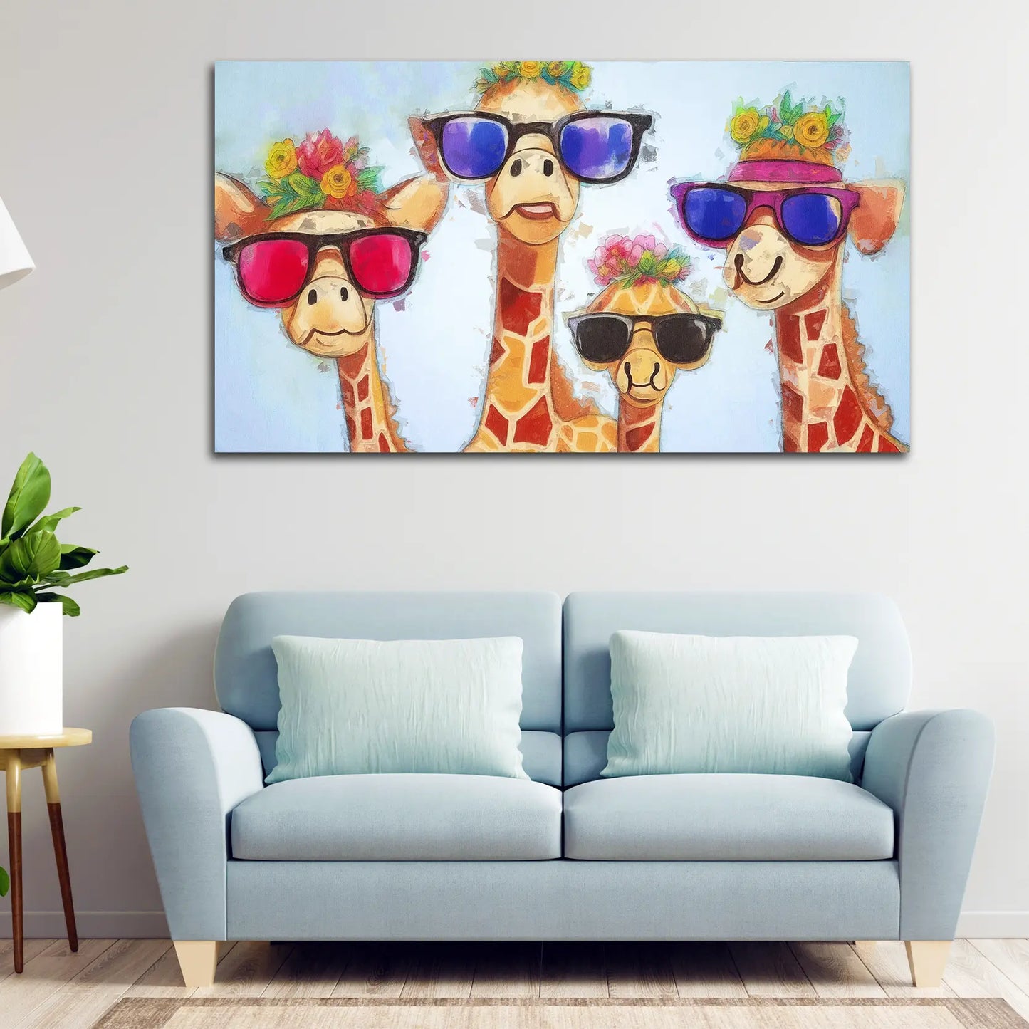 Pop Art 4 Giraffen Colour Style Wandbild Kunstwerk