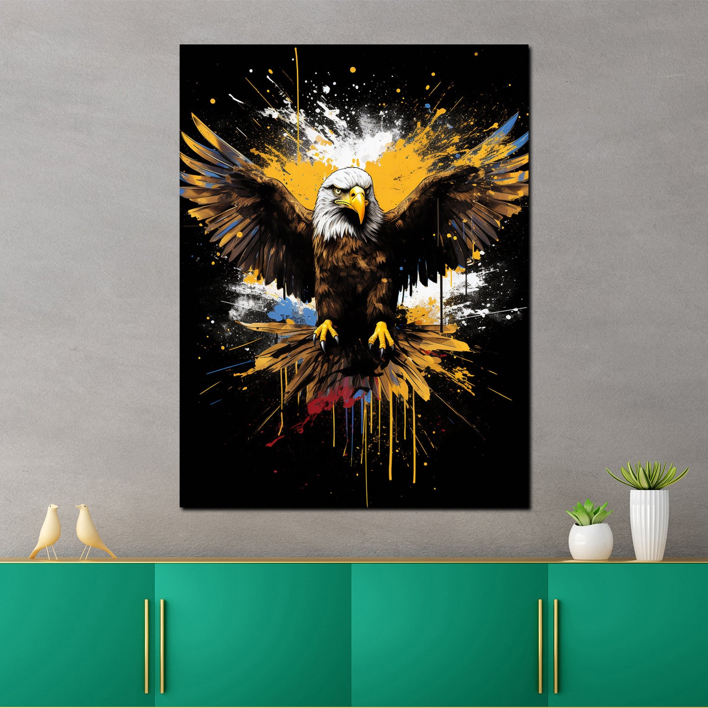 Pop Art Adler mit ausgebreiteten Flügeln Wandbild Kunstwerk