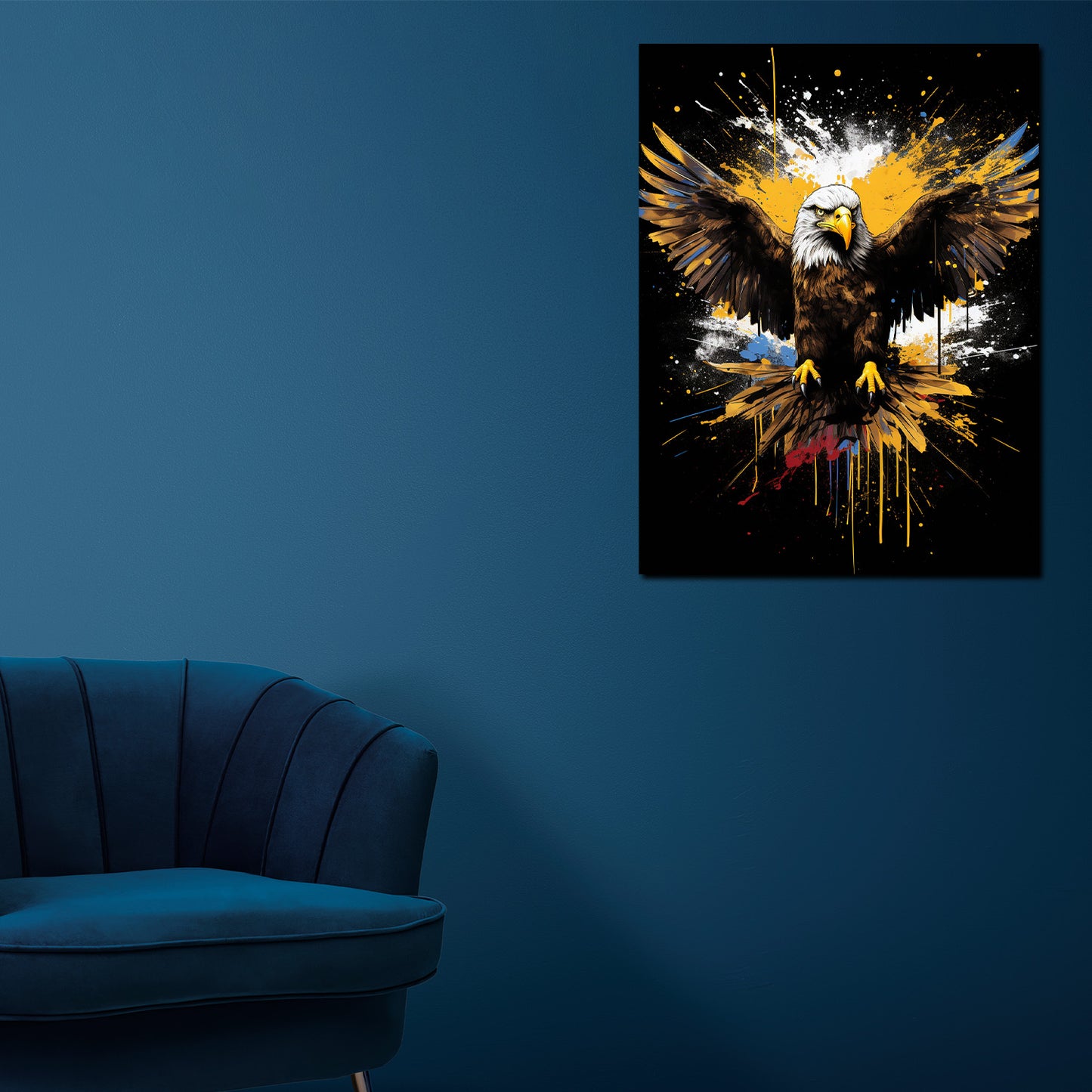 Pop Art Adler mit ausgebreiteten Flügeln Wandbild Kunstwerk