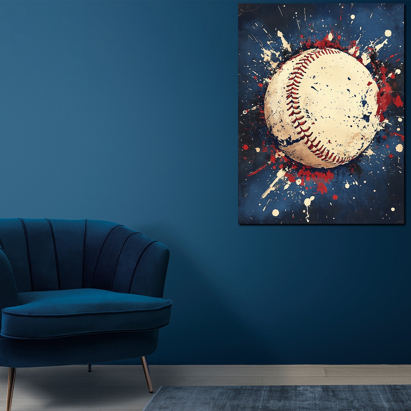 Wandbild Kunstwerk Pop Art Baseballball Retro Stil