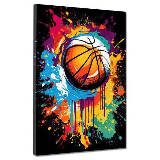 Pop Art Basketball Colour Dark Wandbild Kunstwerk