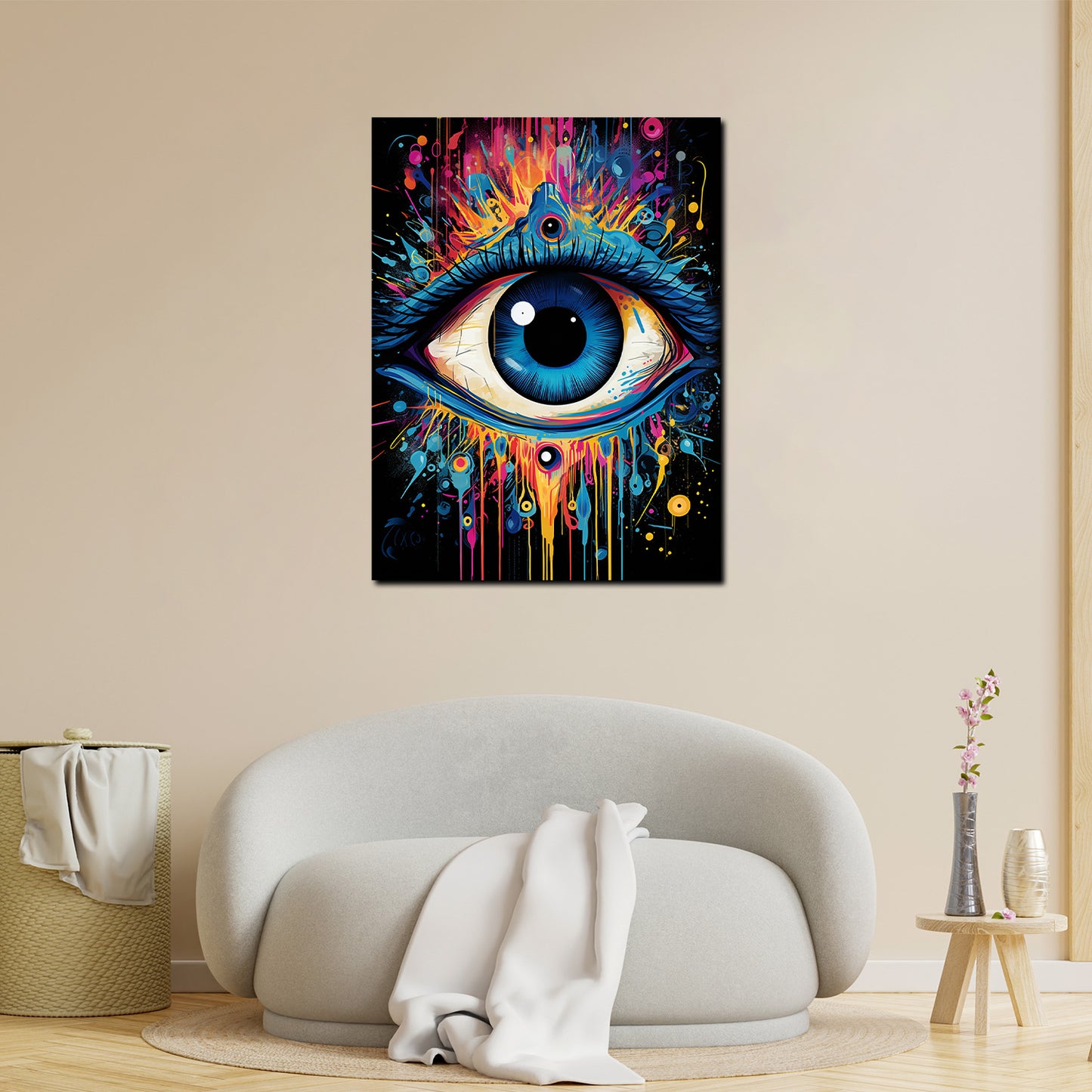 Wandbild Kunstwerk Pop Art Blaues Auge