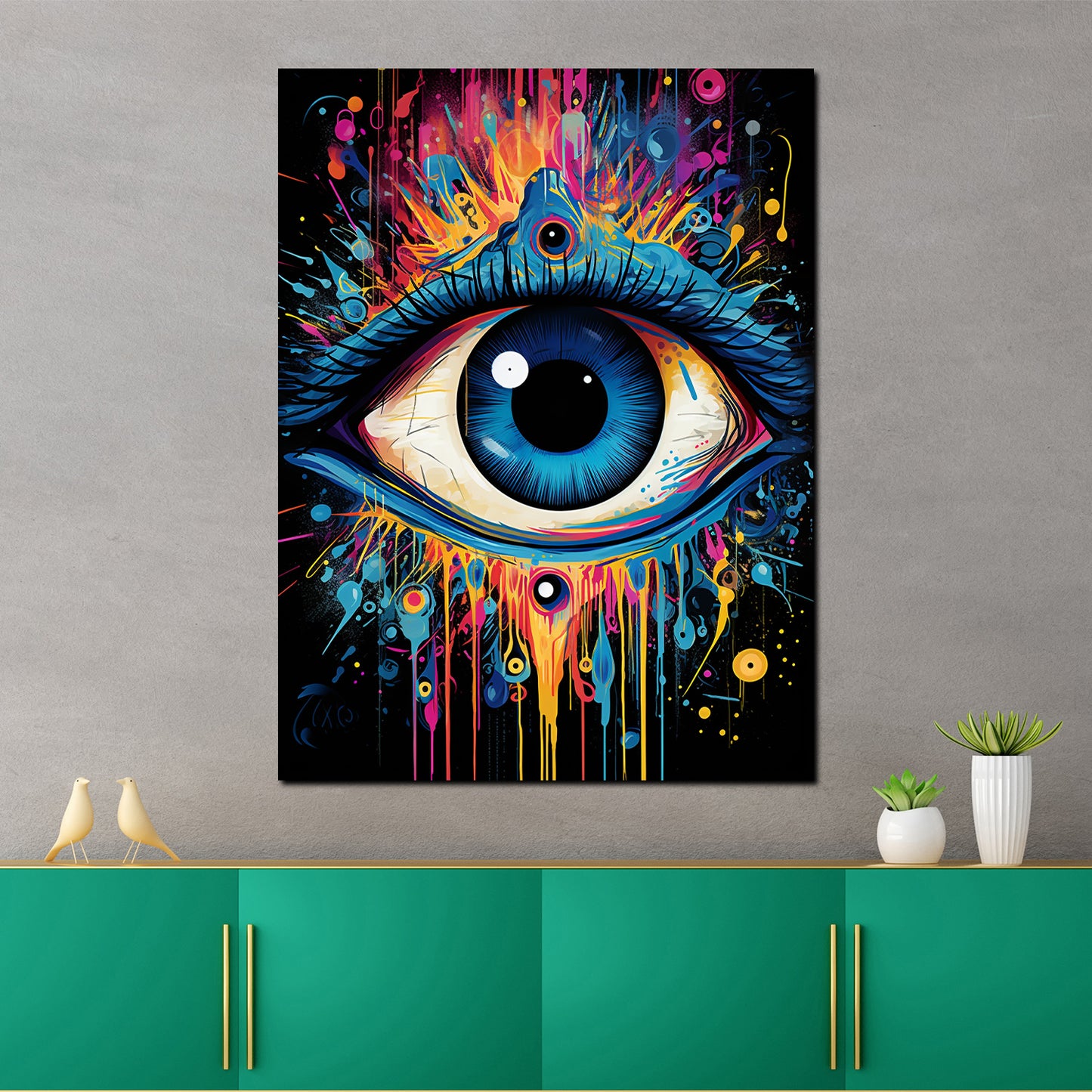 Wandbild Kunstwerk Pop Art Blaues Auge