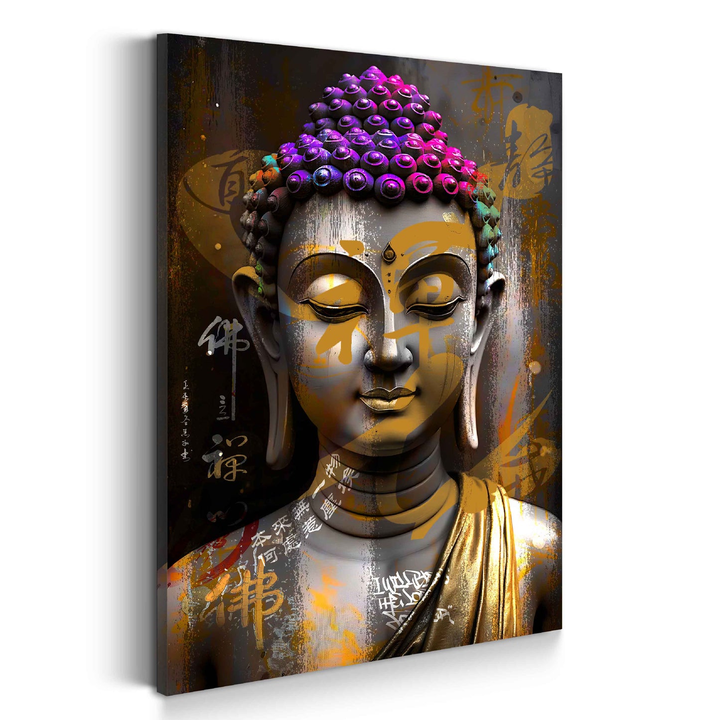 Pop Art Buddha Figur innere Ruhe Farbenpracht Wandbild Kunstwerk