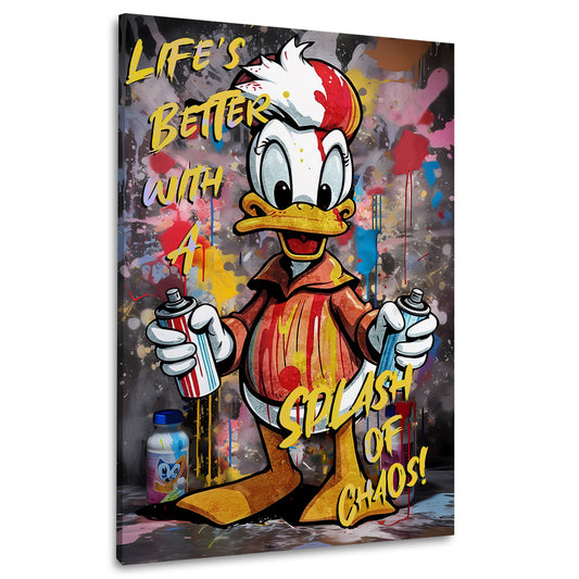 Pop Art Duck mit Graffiti und lebhaften Farben Wandbild Kunstwerk