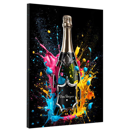 Pop Art Flasche Champagner Wandbild Kunstwerk