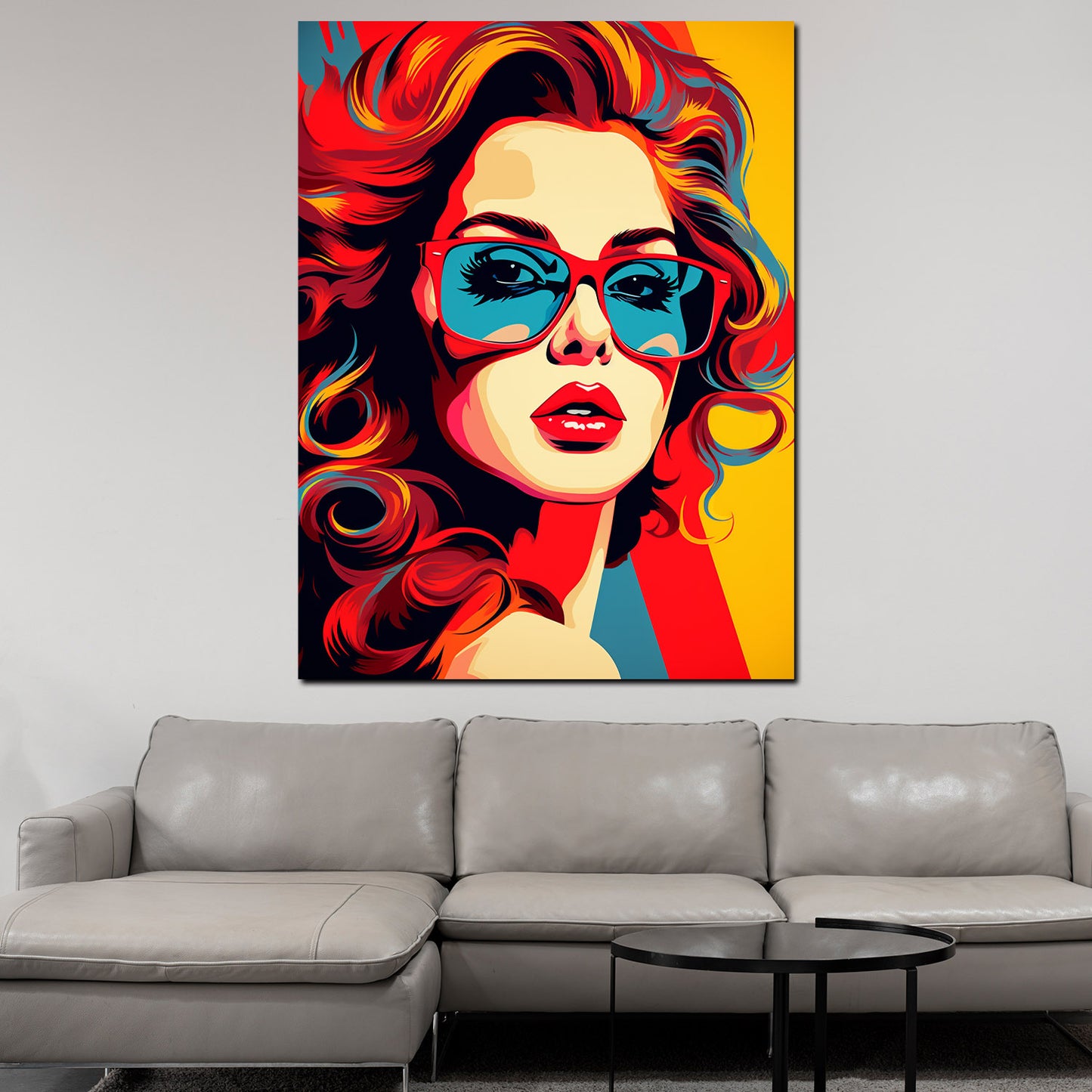 Wandbild Kunstwerk Pop Art Frau mit Sonnenbrille