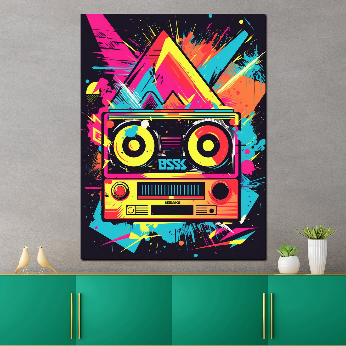 Wandbild Kunstwerk Pop Art Funky Radio Neon