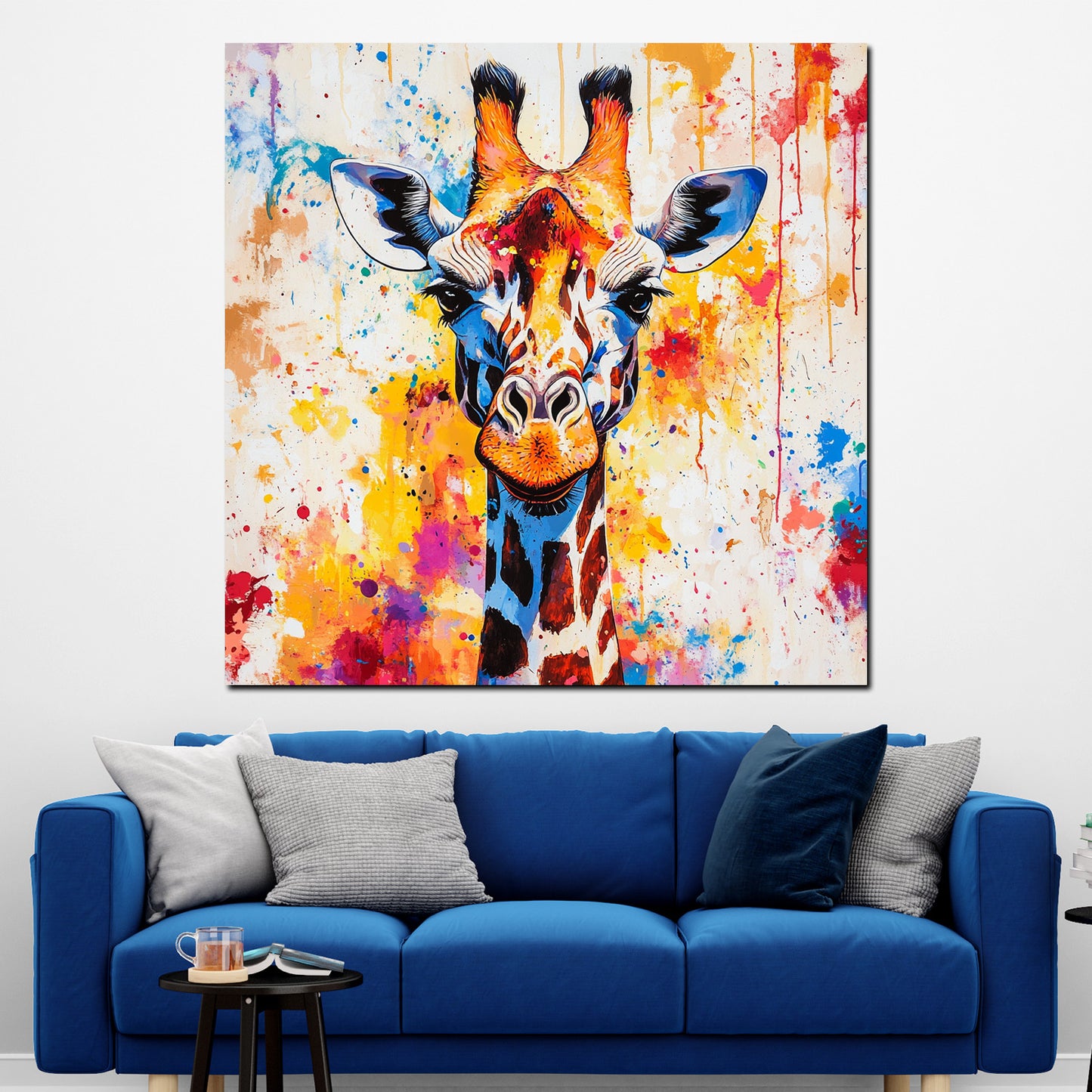 Wandbild Kunstwerk Pop Art Giraffe farbenfroh lebendig