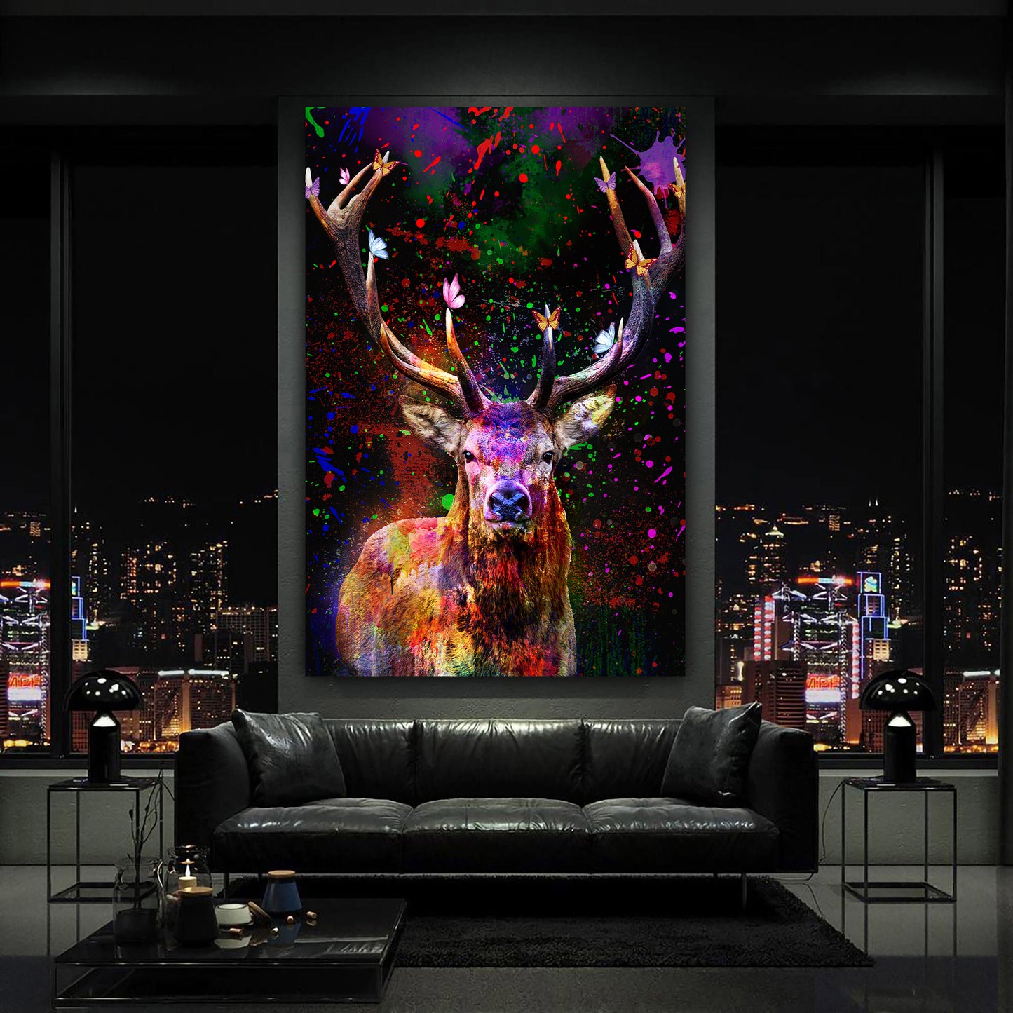 Colour Pop Art Hirsch Wandbild Kunstwerk