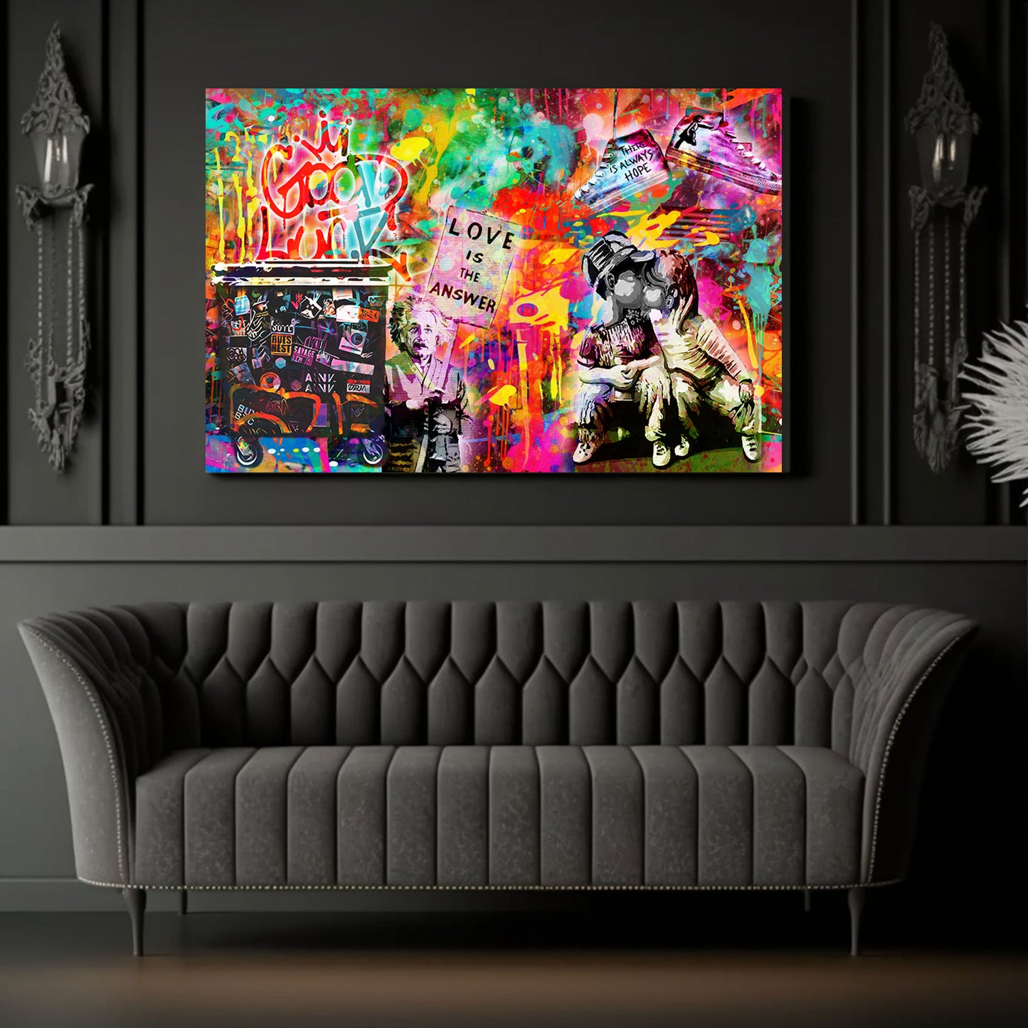 Pop Art Kids Love is the Answer Graffiti Style Wandbild Kunstwerk