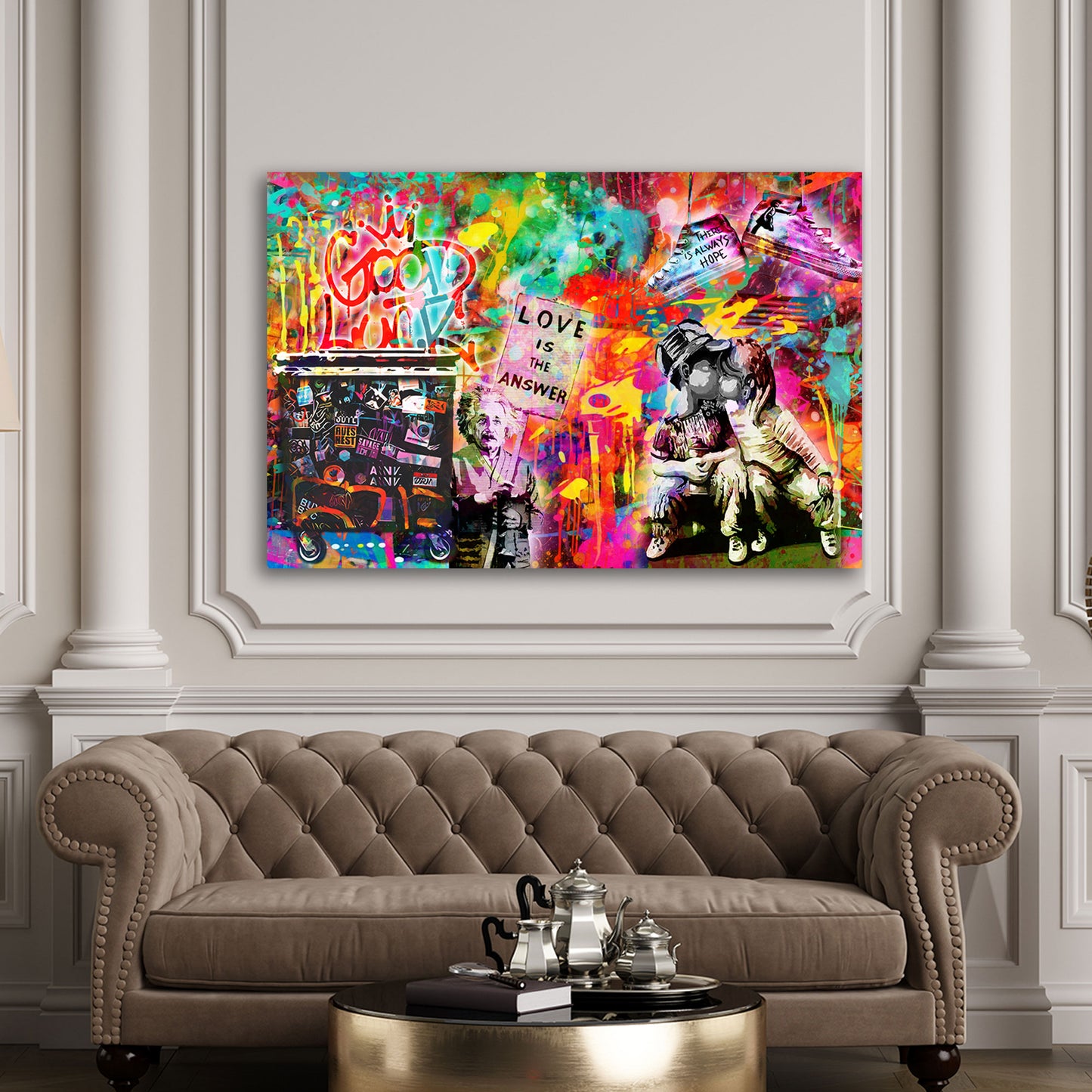 Pop Art Kids Love is the Answer Graffiti Style Wandbild Kunstwerk