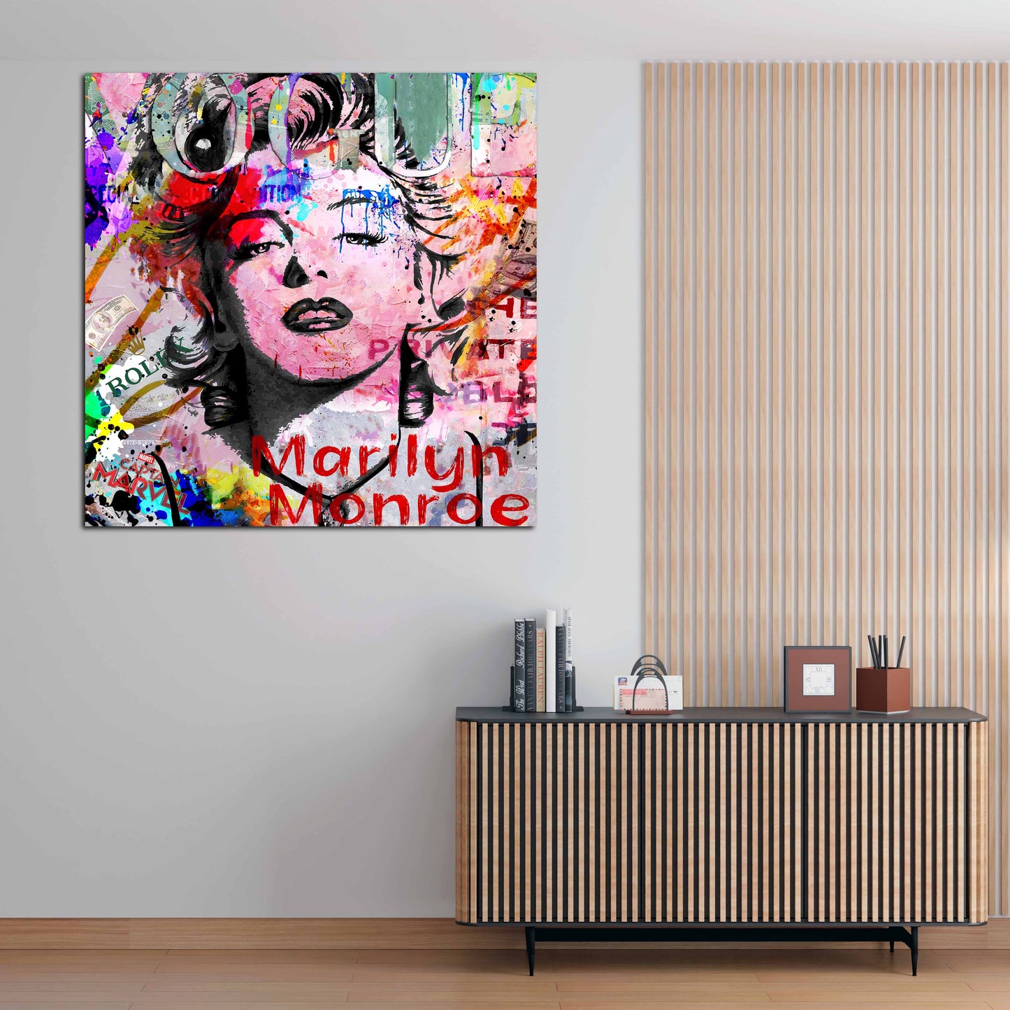 Wandbild Kunstwerk Pop Art Marilyn Porträt Luxus Farbe Street Art modern