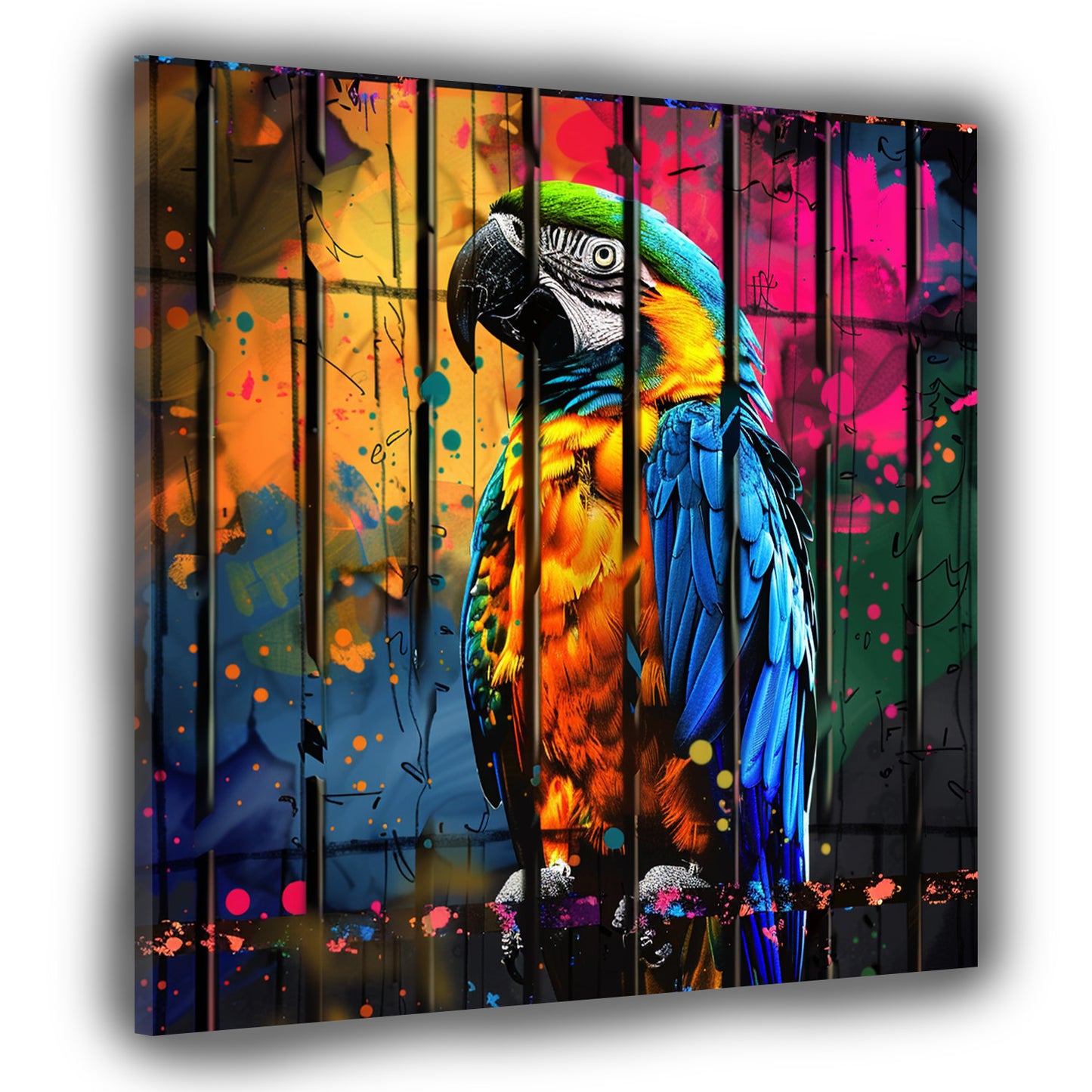 Pop Art Papagei farbenfroh Wandbild Kunstwerk