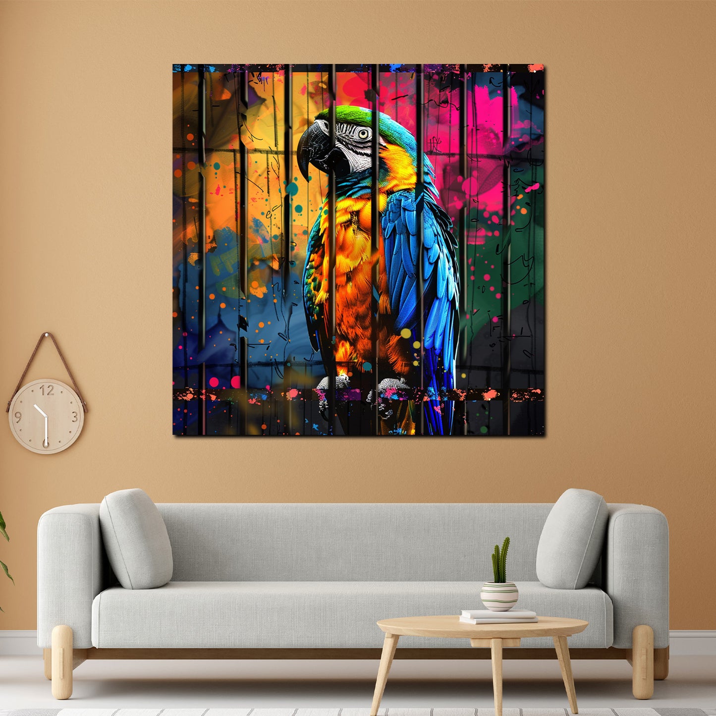 Pop Art Papagei farbenfroh Wandbild Kunstwerk