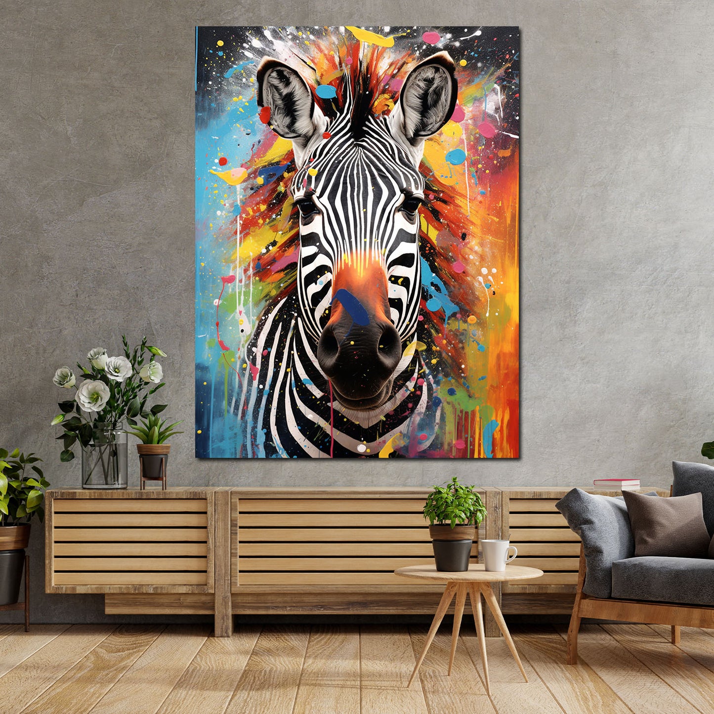Pop Art Zebra Colour Style Wandbild Kunstwerk