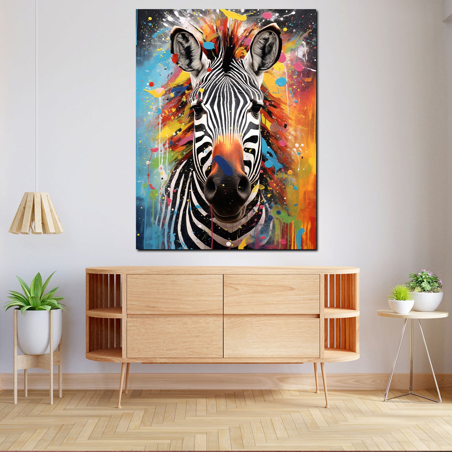 Pop Art Zebra Colour Style Wandbild Kunstwerk