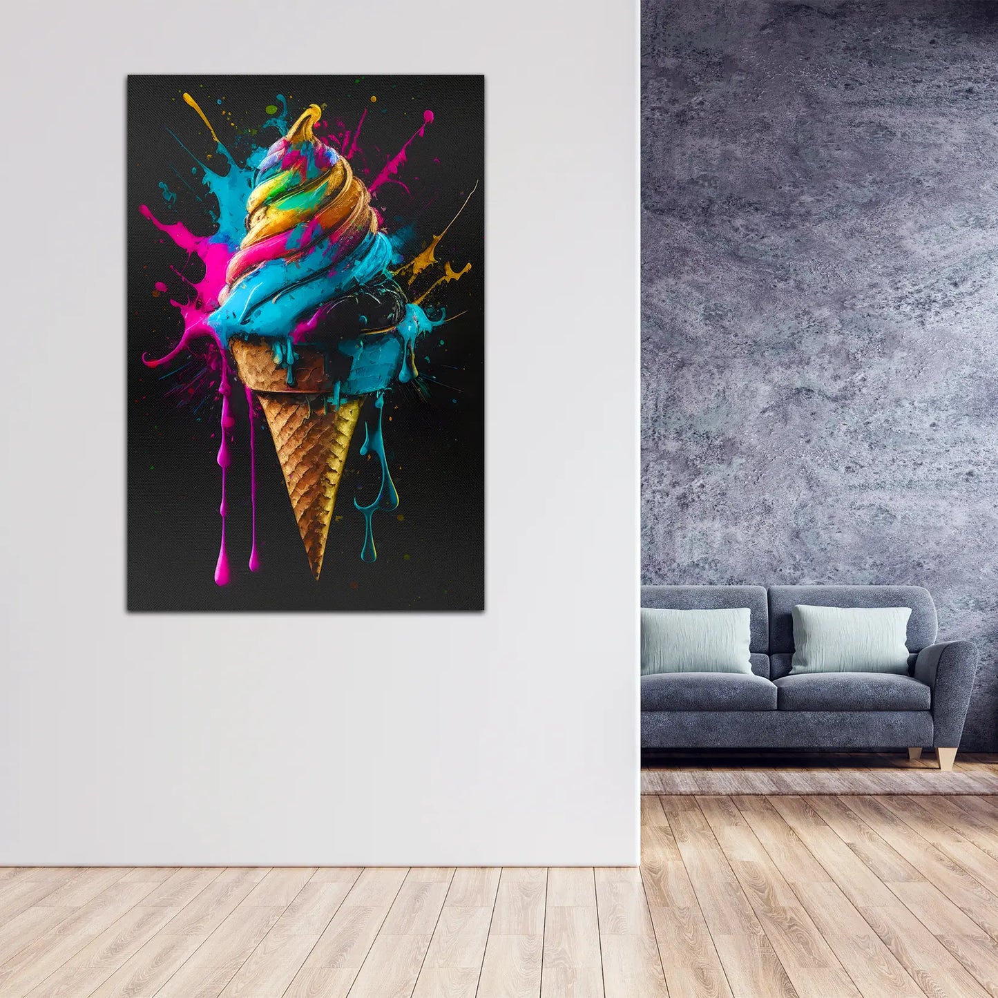 Pop Art abstrakt Eis mit Waffel Wandbild Kunstwerk