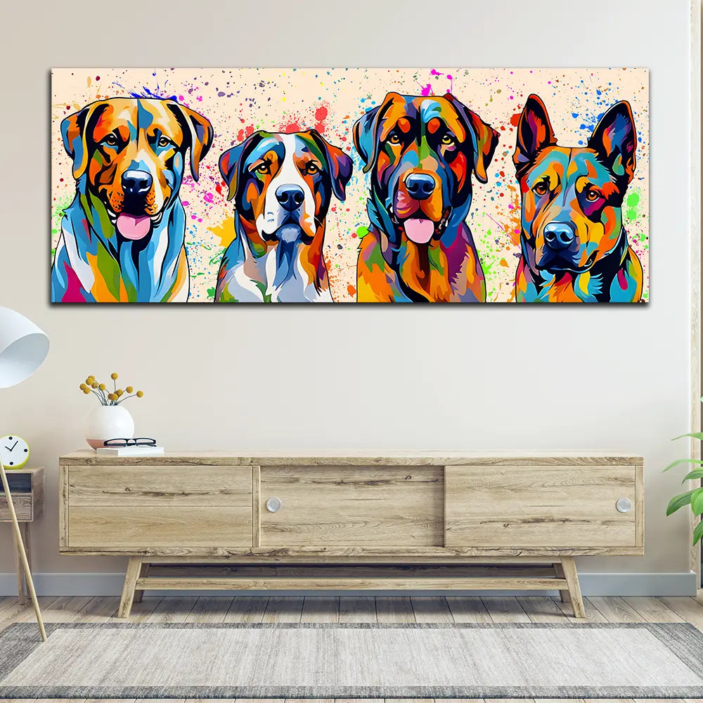 Pop Art große Hunde Colour Style Wandbild Kunstwerk