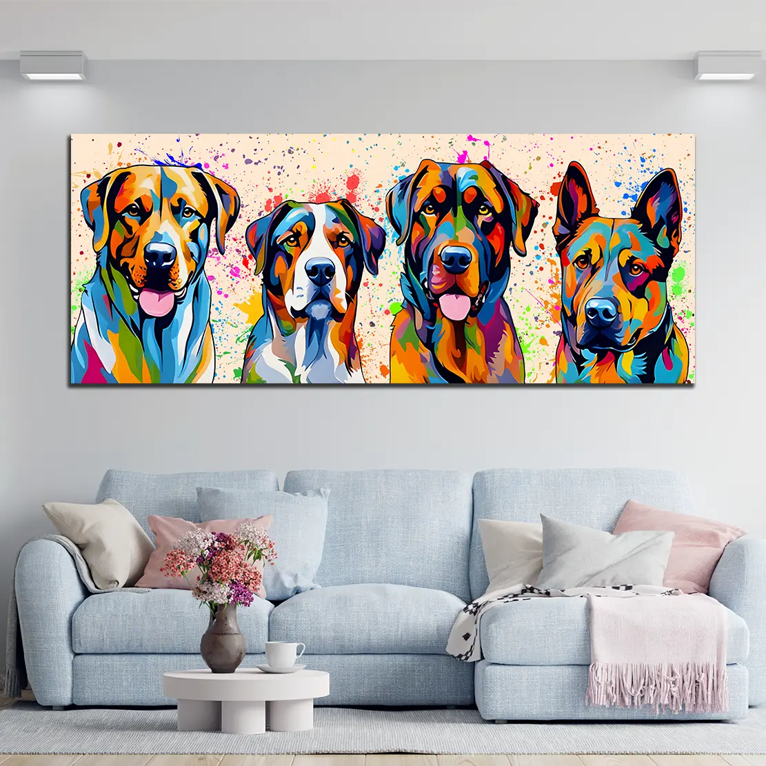 Pop Art große Hunde Colour Style Wandbild Kunstwerk