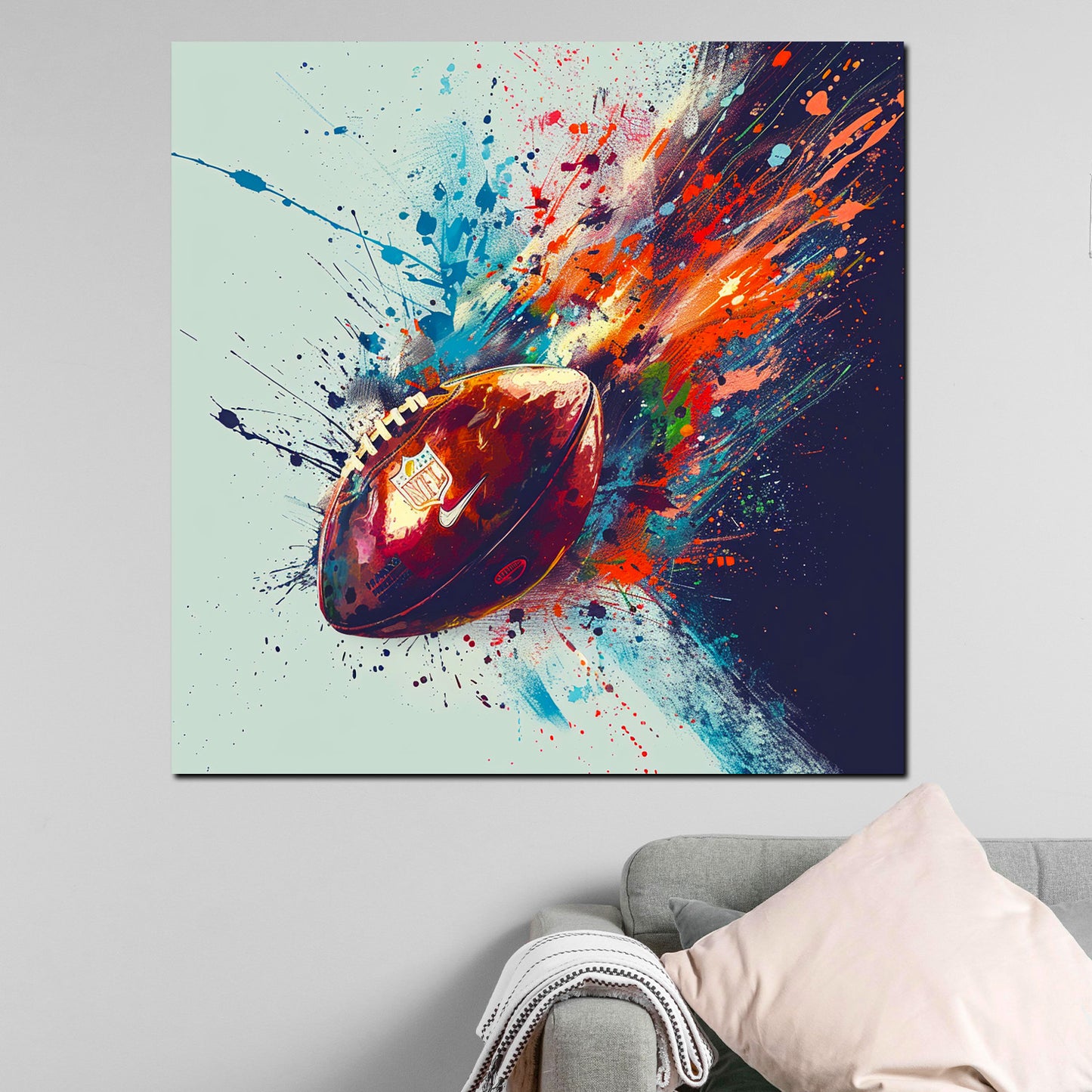 Rugby Ball abstrakt farbenreiche Football Explosion Wandbild Kunstwerk