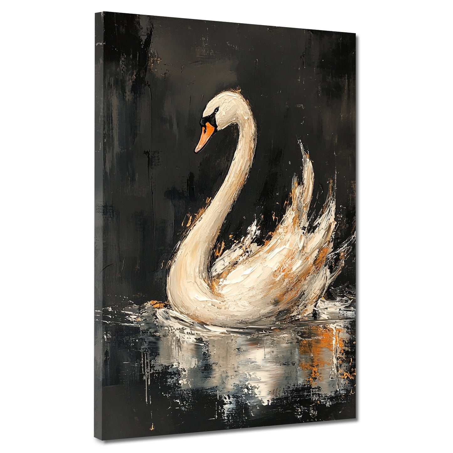 Wandbild Kunstwerk Schwan Pinselstrich Bewegung Anmut Wasser modern