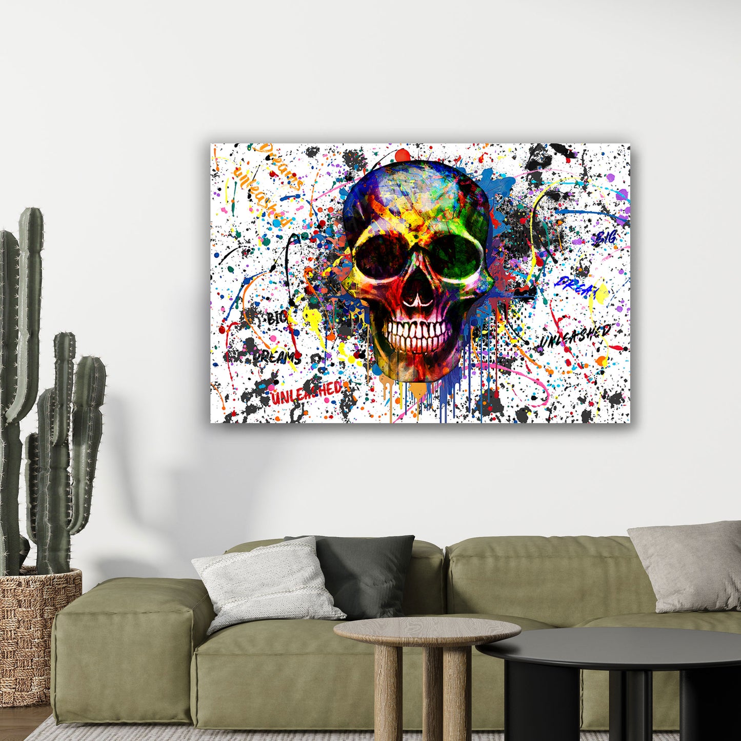 Skull Colour Pop Art Style Wandbild Kunstwerk