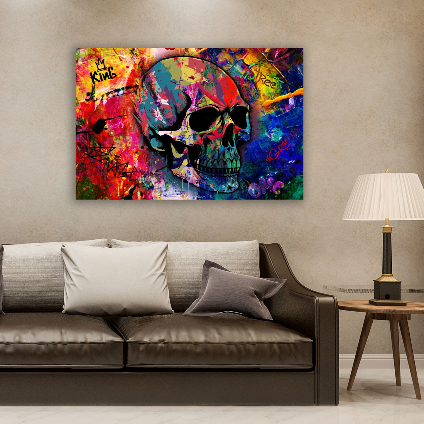Skull Pop Art Abstract Colour Wandbild Kunstwerk