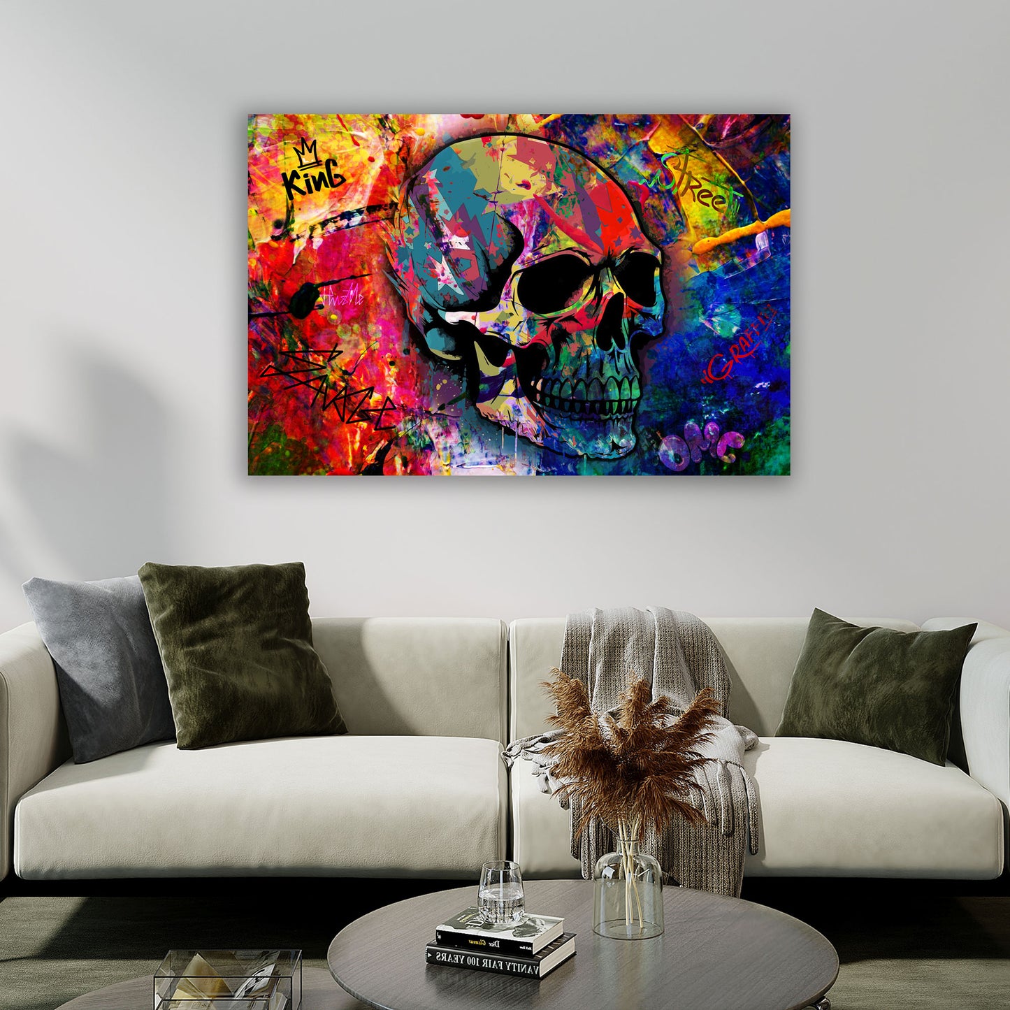 Skull Pop Art Abstract Colour Wandbild Kunstwerk