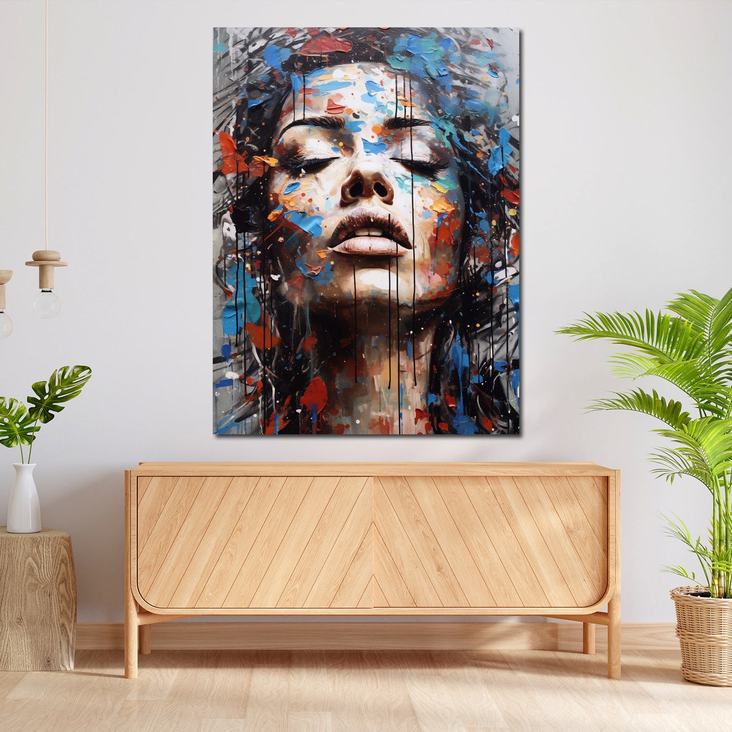 Splatter Girl, Pop Art schöne Frau Wandbild Kunstwerk