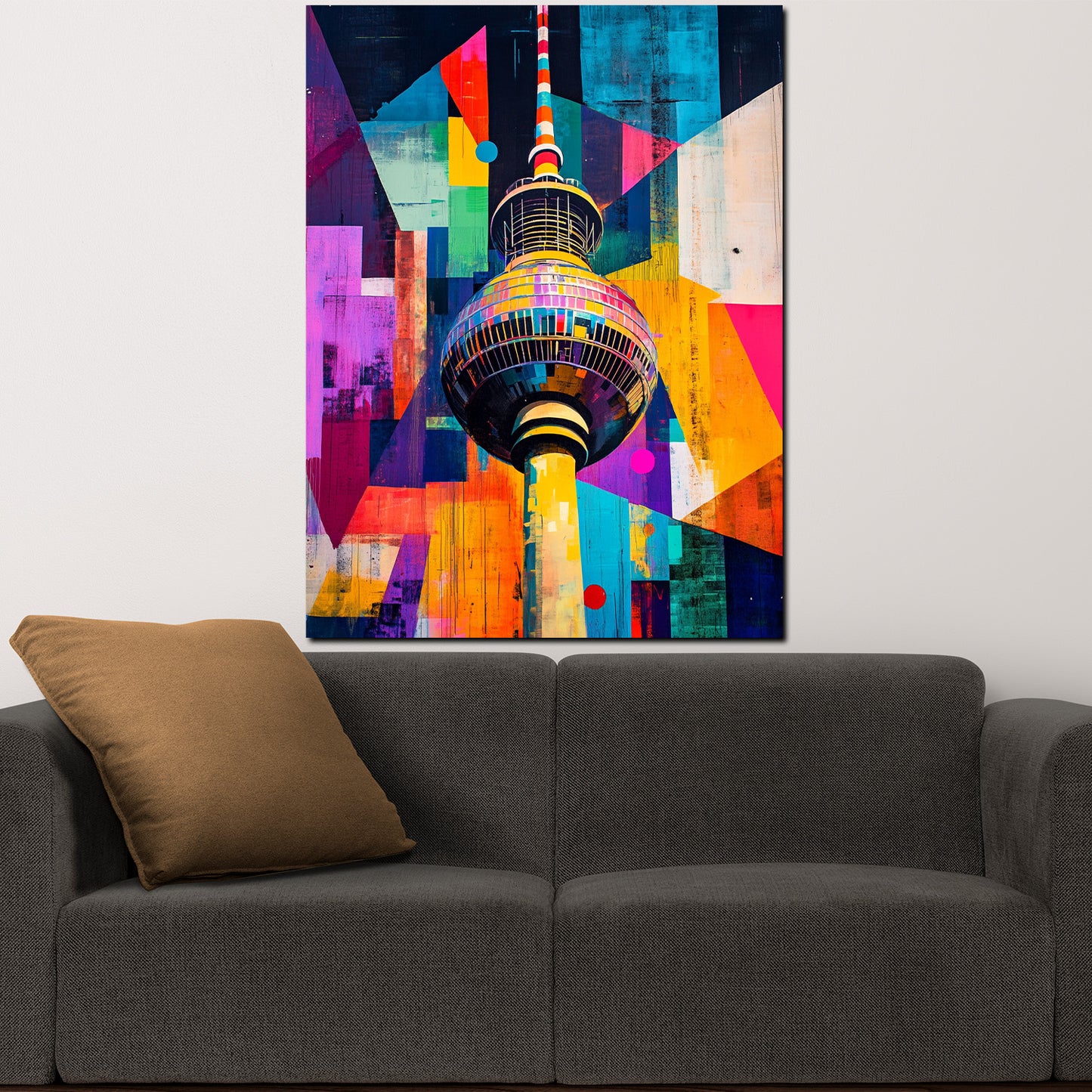 Wandbild Kunstwerk Städte Pop Art Berlin Fernsehturm Farbe Geometrie