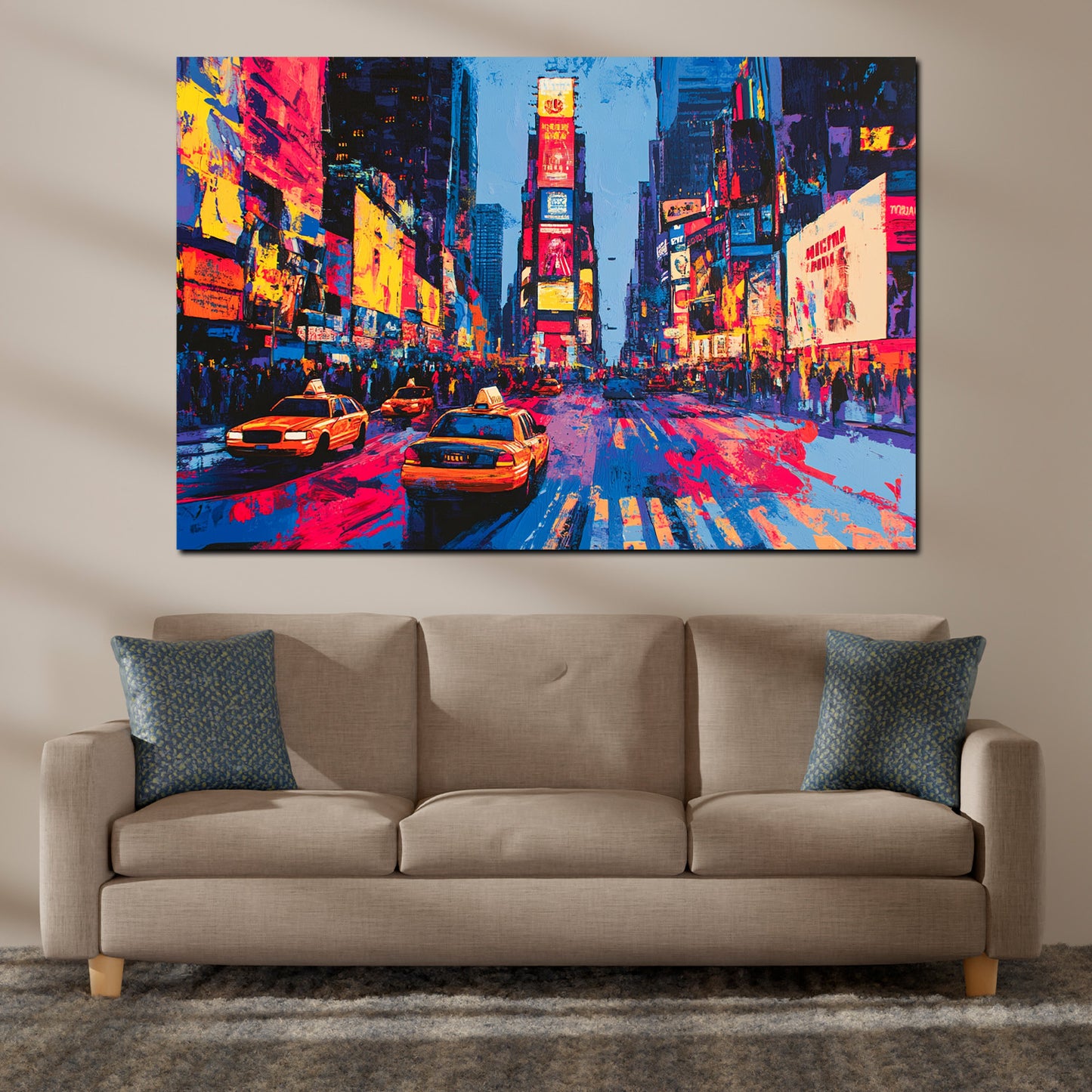 Wandbild Kunstwerk Städte Pop Art New York Times Square Taxi lebendig