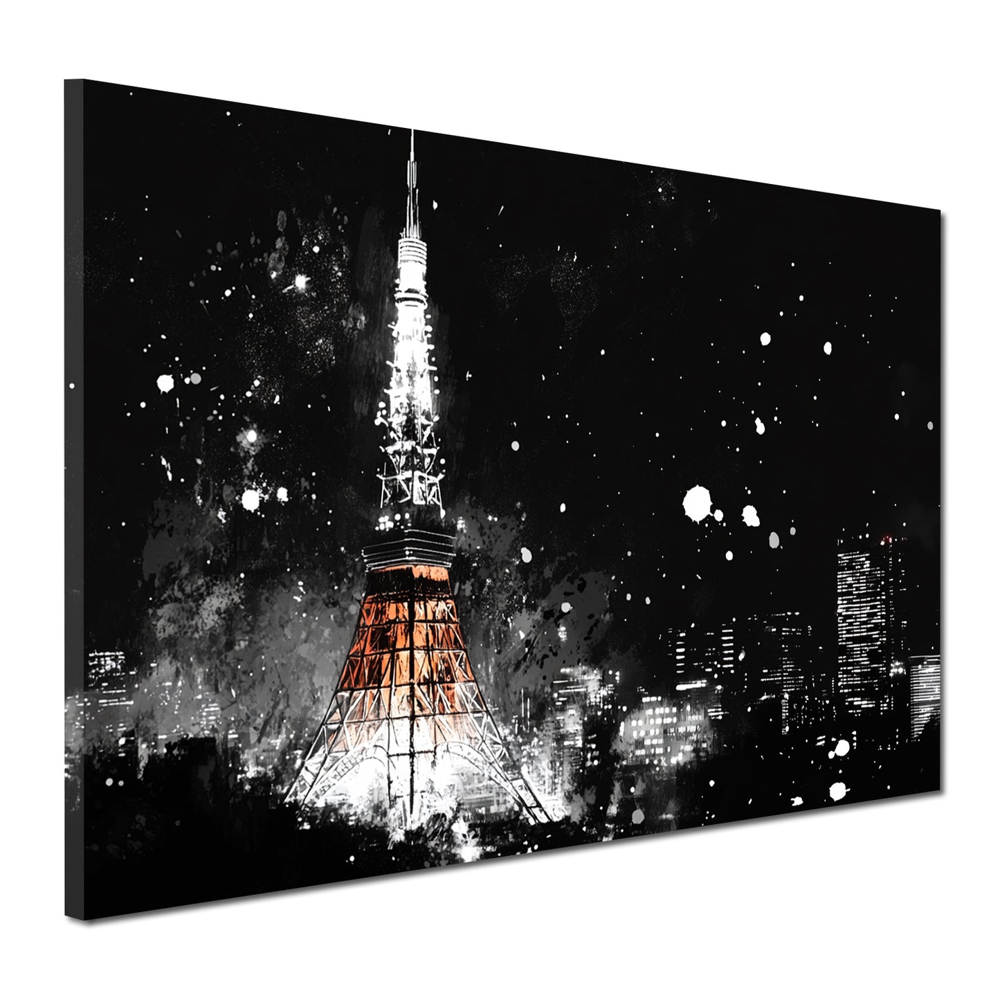 Wandbild Kunstwerk Städte Tokio Tower Nachtaufnahme Skyline Lichtspiel
